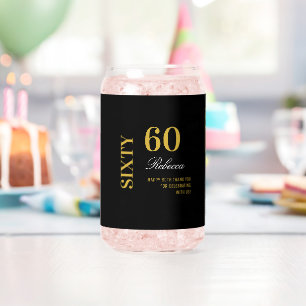 Elegant Black & Gold 60th Birthday Cocktail Party  Can Glass
