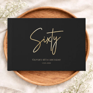 Elegant Black & Gold 60th Birthday Guest Book