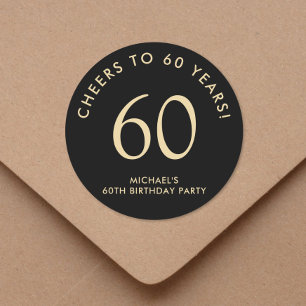 Elegant Black Gold 60th Birthday Party Classic Round Sticker