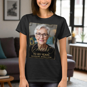 Elegant Black & Gold 60th Birthday Party Photo T-Shirt