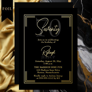 Elegant Black Gold 70th Birthday Art Deco Party
