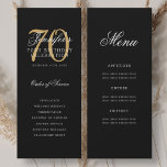 Elegant Black Gold 70th Birthday Program w/ Menu<br><div class="desc">Elegant "Birthday Party Program" design with a sophisticated script typography w/ custom text.</div>