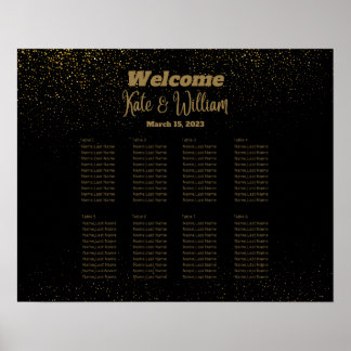 Elegant Black & Gold 8 Tables Seating Chart
