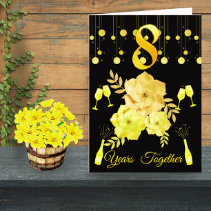 Elegant Black & Gold 8th Wedding Anniversary Card