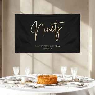 Elegant Black Gold 90th Birthday Banner