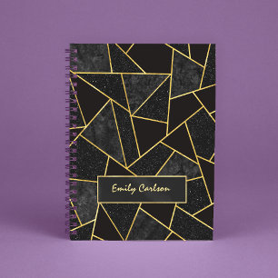 Elegant black gold abstract geometric sketchbook  notebook