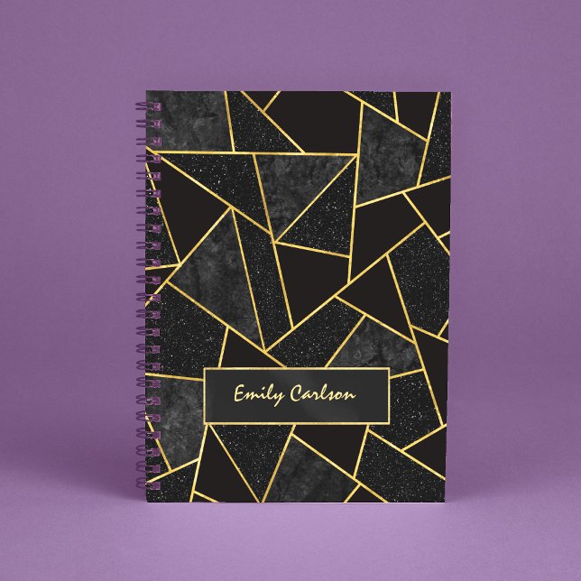 Elegant black gold abstract geometric sketchbook  notebook (Creator Uploaded)