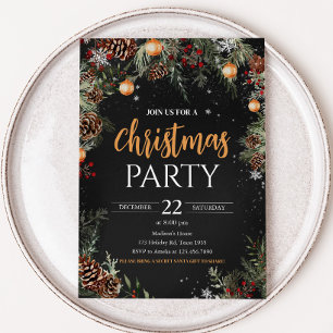 Elegant Black Gold Adult Company Christmas Party Invitation