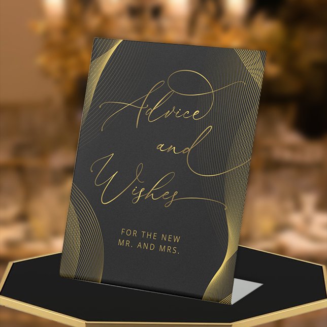 Elegant Black & Gold Advice and Wishes Pedestal Sign (Creator Uploaded)