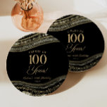 Elegant Black Gold Agate 100th Birthday Party Paper Plate<br><div class="desc">This is an Elegant Black Gold Agate 100th Birthday Party Paper Plates!</div>
