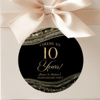 Elegant Black Gold Agate 10th Anniversary Party