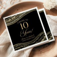 Elegant Black Gold Agate 10th Anniversary Party