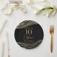 Elegant Black Gold Agate 10th Anniversary Party