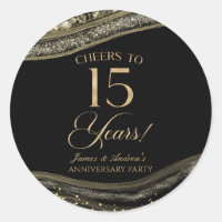 Elegant Black Gold Agate 15th Anniversary Party