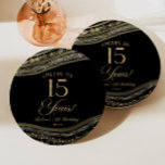Elegant Black Gold Agate 15th Birthday Party Paper Plate<br><div class="desc">This is an Elegant Black Gold Agate 15th Birthday Party Paper Plates!</div>