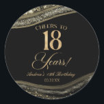 Elegant Black Gold Agate 18th Birthday Party Classic Round Sticker<br><div class="desc">This is an Elegant Black Gold Agate 18th Birthday Party Favour Stickers Labels!</div>