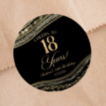 Elegant Black Gold Agate 18th Birthday Party Classic Round Sticker<br><div class="desc">This is an Elegant Black Gold Agate 18th Birthday Party Favour Stickers Labels!</div>