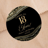 Elegant Black Gold Agate 18th Birthday Party
