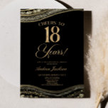 Elegant Black Gold Agate 18th Birthday Party Invitation<br><div class="desc">This is an Elegant Black Gold Agate 18th Birthday Party Invitation!</div>