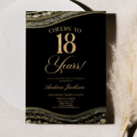 Elegant Black Gold Agate 18th Birthday Party