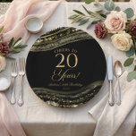 Elegant Black Gold Agate 20th Birthday Party Paper Plate<br><div class="desc">This is an Elegant Black Gold Agate 20th Birthday Party Paper Plates!</div>