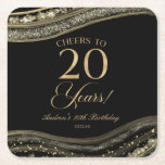 Elegant Black Gold Agate 20th Birthday Party Square Paper Coaster<br><div class="desc">These are Elegant Black Gold Agate 20th Birthday Party Paper Coasters!</div>