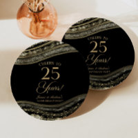 Elegant Black Gold Agate 25th Anniversary Party