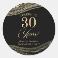 Elegant Black Gold Agate 30th Anniversary Party