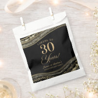 Elegant Black Gold Agate 30th Anniversary Party