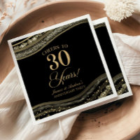 Elegant Black Gold Agate 30th Anniversary Party