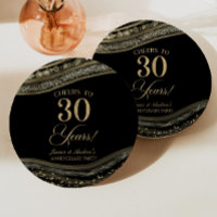 Elegant Black Gold Agate 30th Anniversary Party