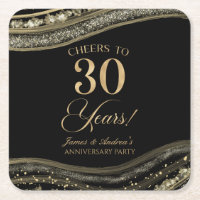 Elegant Black Gold Agate 30th Anniversary Party