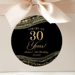 Elegant Black Gold Agate 30th Birthday Party Classic Round Sticker<br><div class="desc">This is an Elegant Black Gold Agate 30th Birthday Party Favour Stickers Labels!</div>