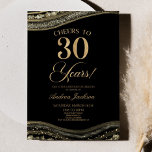 Elegant Black Gold Agate 30th Birthday Party Invitation<br><div class="desc">This is an Elegant Black Gold Agate 30th Birthday Party Invitation!</div>