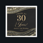 Elegant Black Gold Agate 30th Birthday Party Napkin<br><div class="desc">These are Elegant Black Gold Agate 30th Birthday Party Paper Napkins!</div>