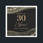 Elegant Black Gold Agate 30th Birthday Party Napkin<br><div class="desc">These are Elegant Black Gold Agate 30th Birthday Party Paper Napkins!</div>