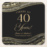 Elegant Black Gold Agate 40th Anniversary Party Square Paper Coaster<br><div class="desc">These are Elegant Black Gold Agate 40th Wedding Anniversary Party Paper Coasters!</div>