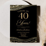 Elegant Black Gold Agate 40th Birthday Party Invitation<br><div class="desc">This is an Elegant Black Gold Agate 40th Birthday Party Invitation!</div>