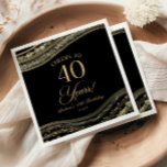Elegant Black Gold Agate 40th Birthday Party Napkin<br><div class="desc">These are Elegant Black Gold Agate 40th Birthday Party Paper Napkins!</div>