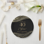 Elegant Black Gold Agate 40th Birthday Party Paper Plate<br><div class="desc">This is an Elegant Black Gold Agate 40th Birthday Party Paper Plates!</div>