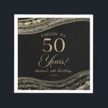 Elegant Black Gold Agate 50th Birthday Party Napkin<br><div class="desc">These are Elegant Black Gold Agate 50th Birthday Party Paper Napkins!</div>