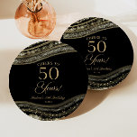 Elegant Black Gold Agate 50th Birthday Party Paper Plate<br><div class="desc">This is an Elegant Black Gold Agate 50th Birthday Party Paper Plates!</div>