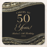 Elegant Black Gold Agate 50th Birthday Party Square Paper Coaster<br><div class="desc">These are Elegant Black Gold Agate 50th Birthday Party Paper Coasters!</div>