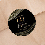 Elegant Black Gold Agate 60th Birthday Party Classic Round Sticker<br><div class="desc">This is an Elegant Black Gold Agate 60th Birthday Party Favour Stickers Labels!</div>