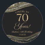 Elegant Black Gold Agate 70th Birthday Party Classic Round Sticker<br><div class="desc">This is an Elegant Black Gold Agate 70th Birthday Party Favour Stickers Labels!</div>