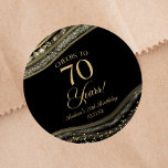 Elegant Black Gold Agate 70th Birthday Party Classic Round Sticker<br><div class="desc">This is an Elegant Black Gold Agate 70th Birthday Party Favour Stickers Labels!</div>