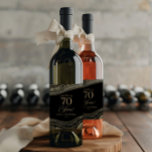 Elegant Black Gold Agate 70th Birthday Party Wine Label<br><div class="desc">These are Elegant Black Gold Agate 70th Birthday Party Wine Bottle Labels!</div>