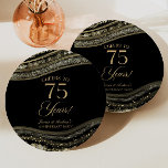 Elegant Black Gold Agate 75th Anniversary Party Paper Plate<br><div class="desc">These are Elegant Black Gold Agate 75th Wedding Anniversary Party Paper Plates!</div>