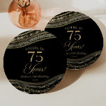 Elegant Black Gold Agate 75th Birthday Party Paper Plate<br><div class="desc">This is an Elegant Black Gold Agate 75th Birthday Party Paper Plates!</div>