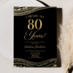 Elegant Black Gold Agate 80th Birthday Party Invitation<br><div class="desc">This is an Elegant Black Gold Agate 80th Birthday Party Invitation!</div>